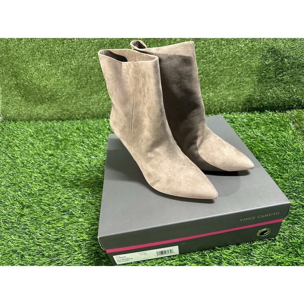 Vince Camuto Women's US 9.5 Beige Suede Mid-Calf Pull-On Pointed Toe Retail $149